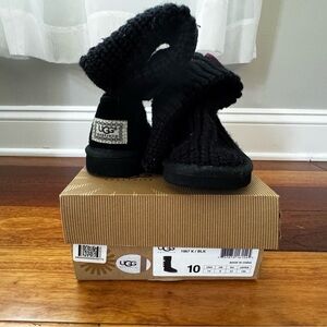 UGG Kids Black Knit Boots
